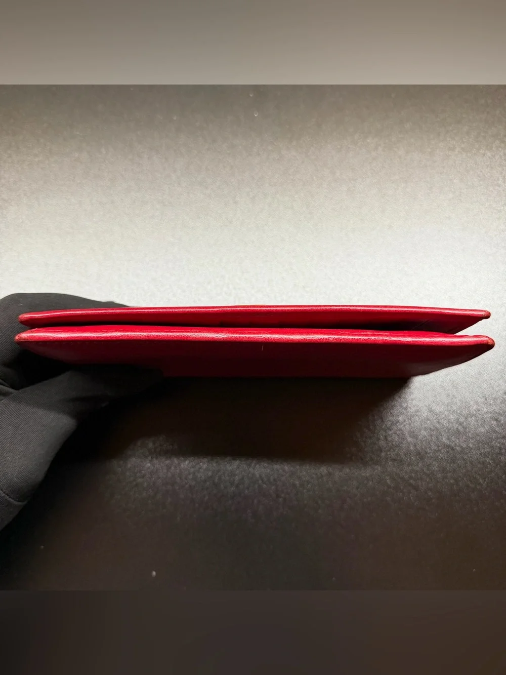 CHANEL Caviar Sevruga Yen Red Wallet